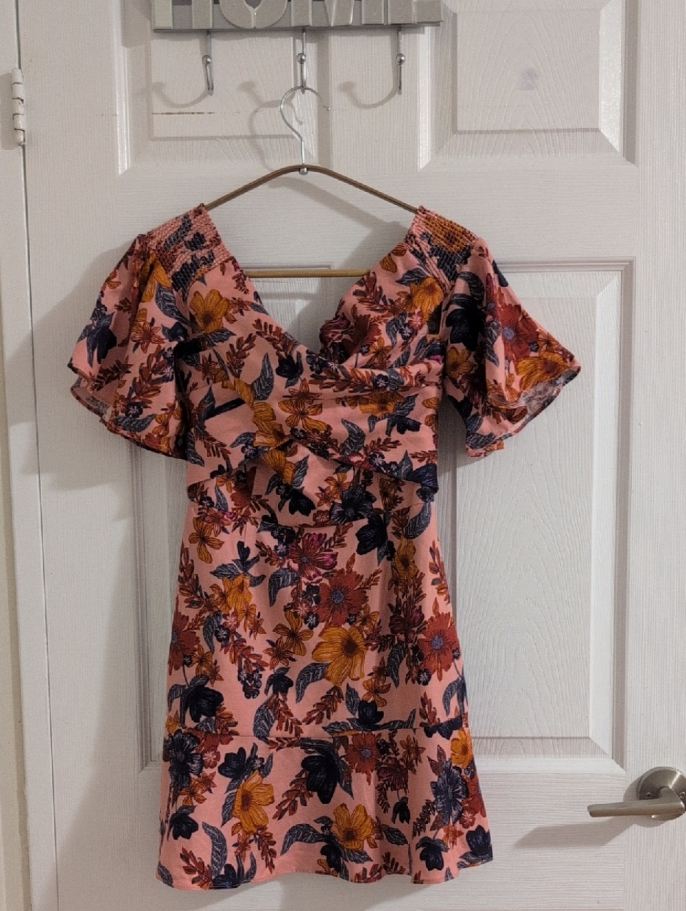 Finders Keepers Rhapsody Mini Dress Floral Pink Off Shoulder Cottagecore Boho -S